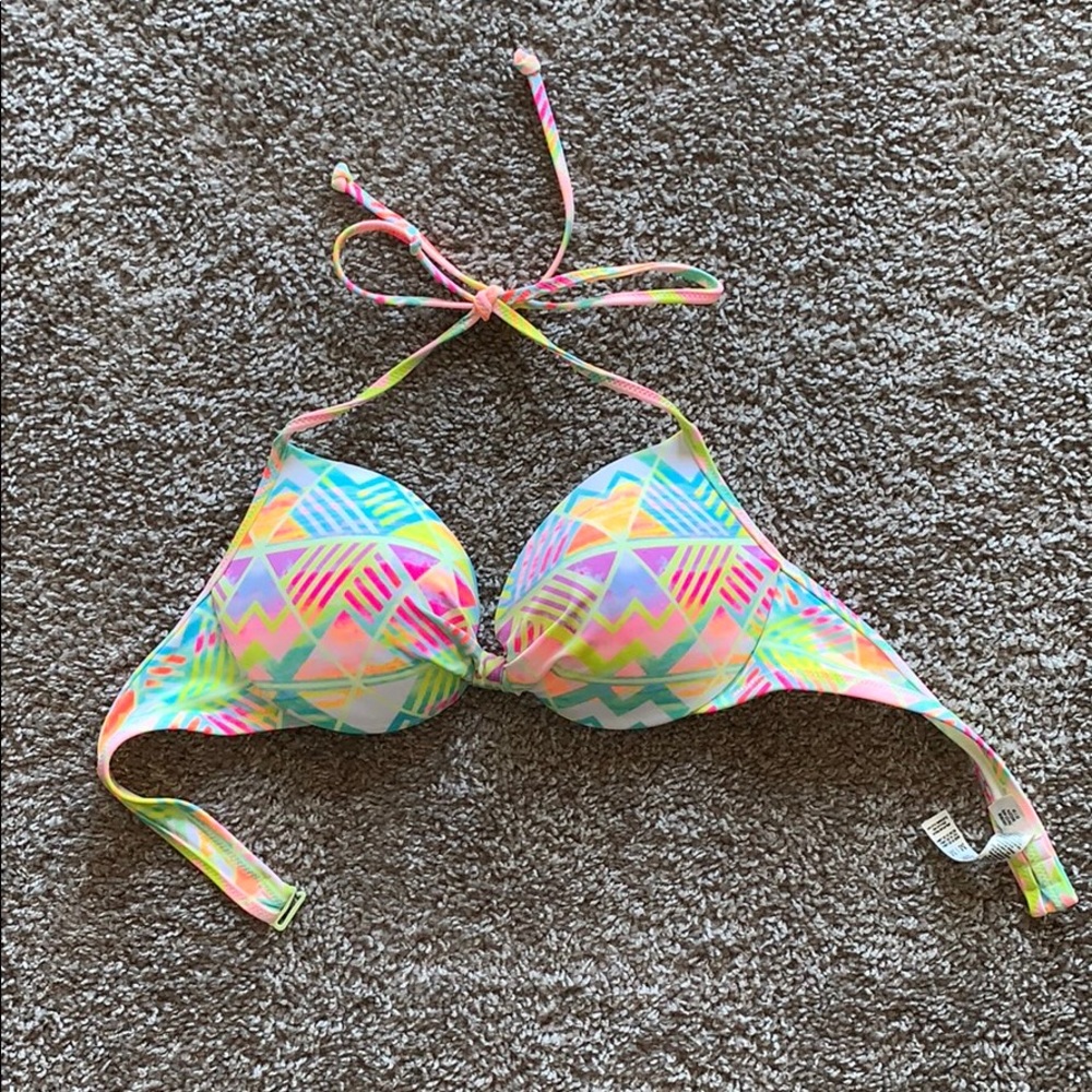 PINK Padded Colorful Swimsuit Top
